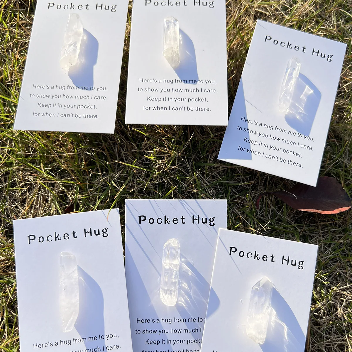 QIURAN Best Price 7 Chakra Stones Polished Natural Crystal Column and Pocket Decoration Healing Lucky Calm Crystal Card Gift
