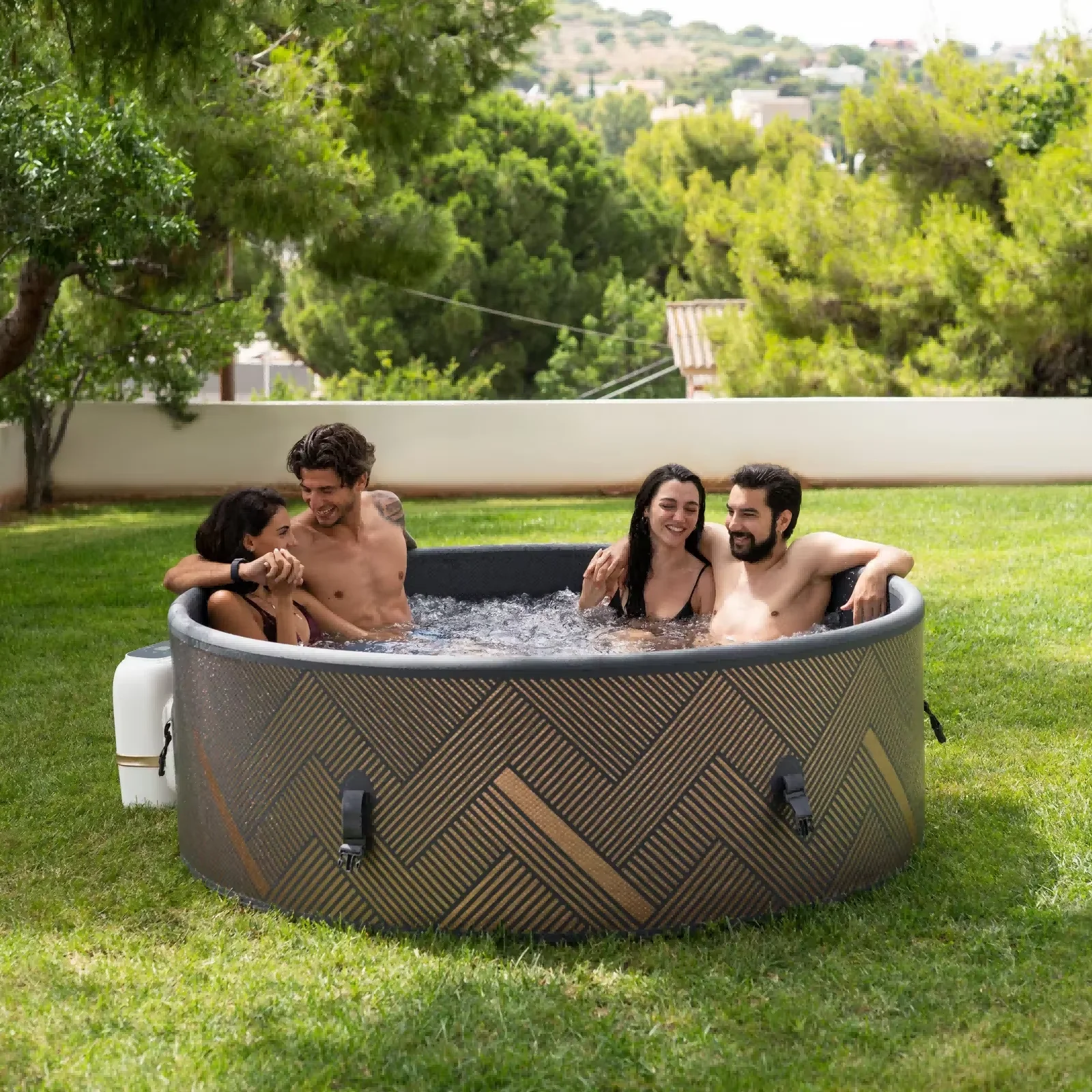 DWF Bubble Spa 6 Bathers Portable Inflatable Quick Heating Inflated Round Hot Tub  Inflatable Jacuzzi Spa Tubs