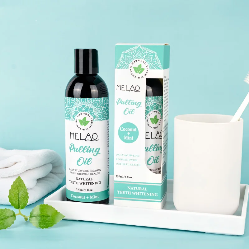 Private Label Coconut Oil Pulling Natural Vitamin E Alcohol Free Mouthwash Fresh Breath Teeth Whitening Gum Health Oral Care