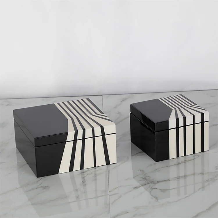 hot-sell modern home interior black white nordic mdf piano lacquer jewelry box for home decoration