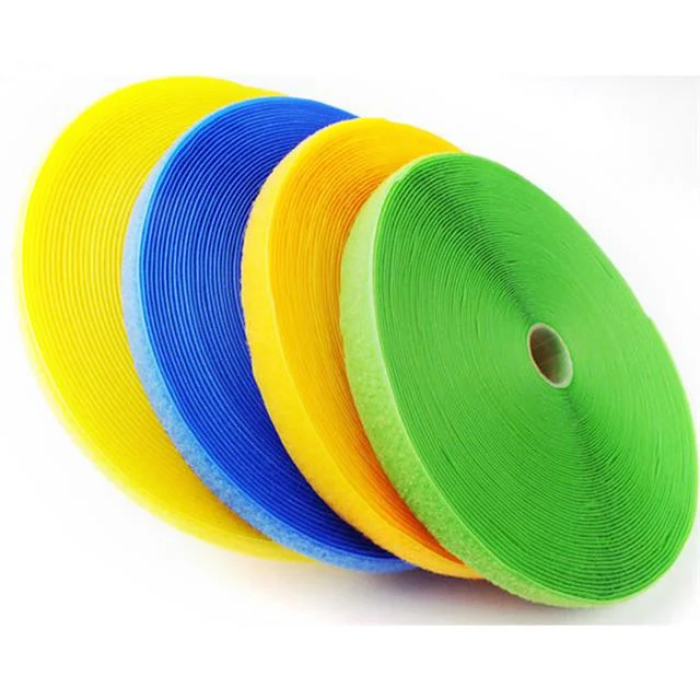 Polyester and nylon sew on hook and loop fastener tape