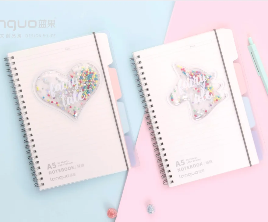 PVC Cover Inner Horizontal Line B5 Unicorn Spiral Notebook For Children writing stationery