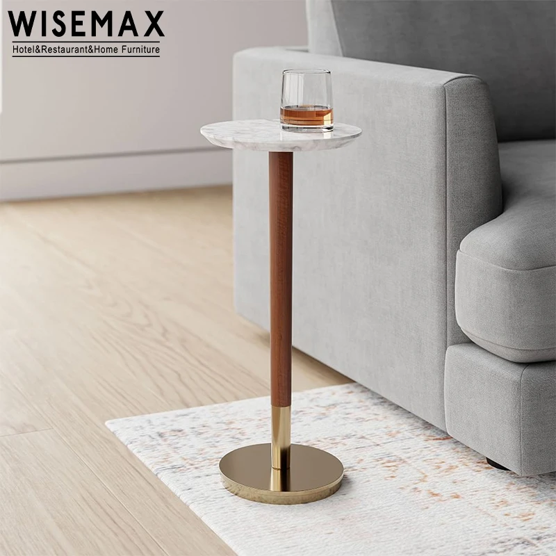 WISEMAX FURNITURE Italian luxury small sofa side table marble top coffee table round end table for home living room