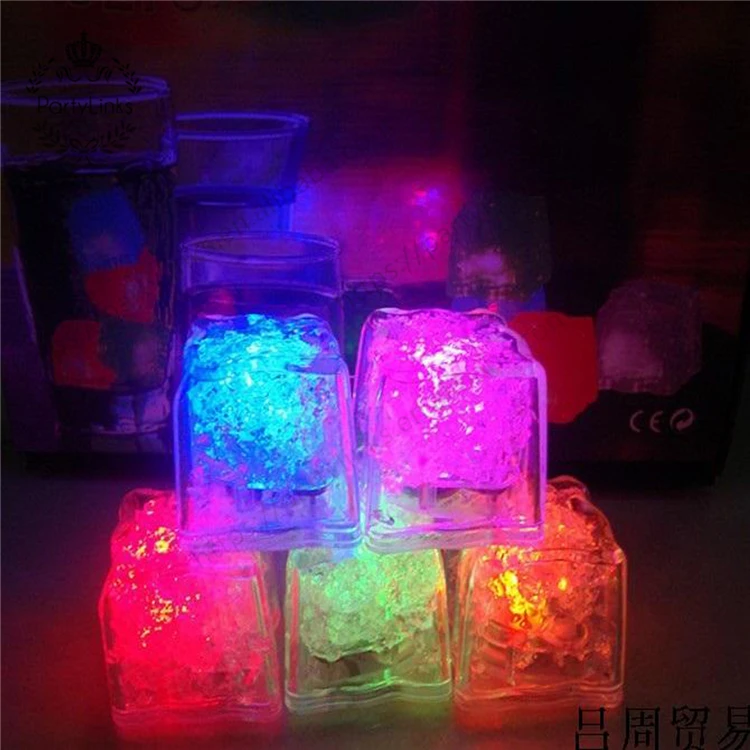 12pcs LED Ice Cubes Glowing Party Ball Flash Light Luminous Neon Wedding Festival Christmas Bar Wine Glass Decoration Supplies