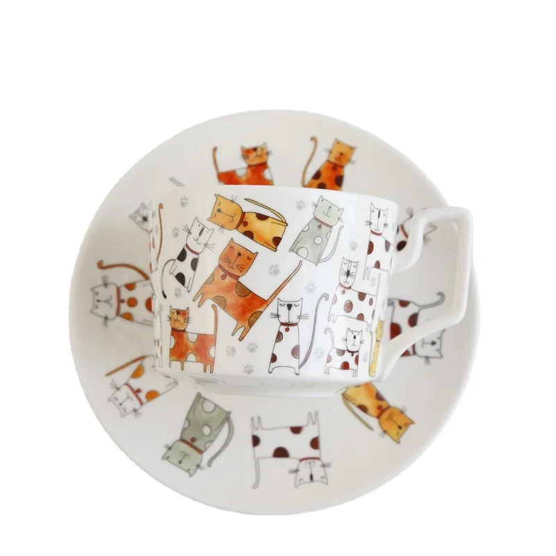 Керамическая кофейная чашка SU36 серии русский Кот и чайная чашка Suacer