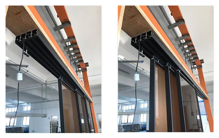 Customized Modern Frame Automatic Tawny Glass Sensor Electric Aluminum Glass Sliding Doors for Office Glass Automatic Door