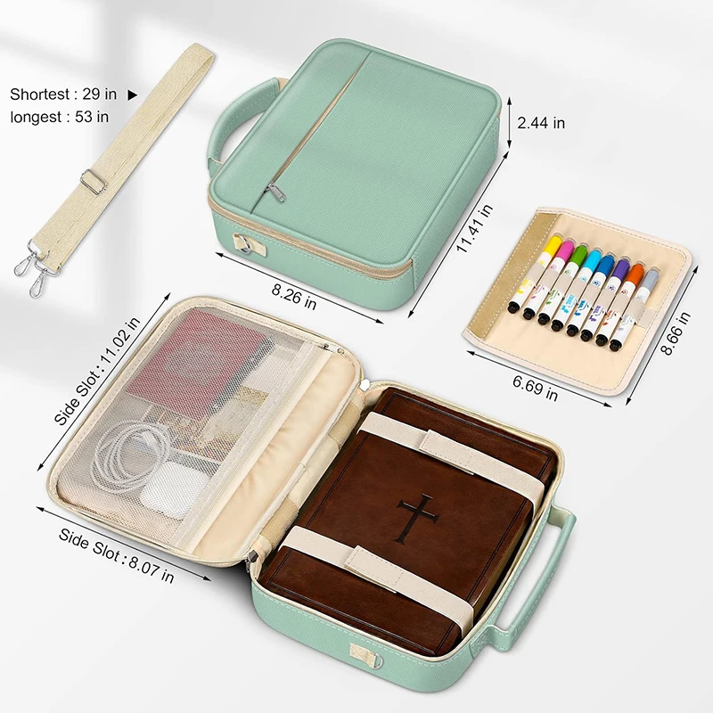 Custom Bible Cover Book Carrying Case with Shoulder Strap Bible Tote Bag
