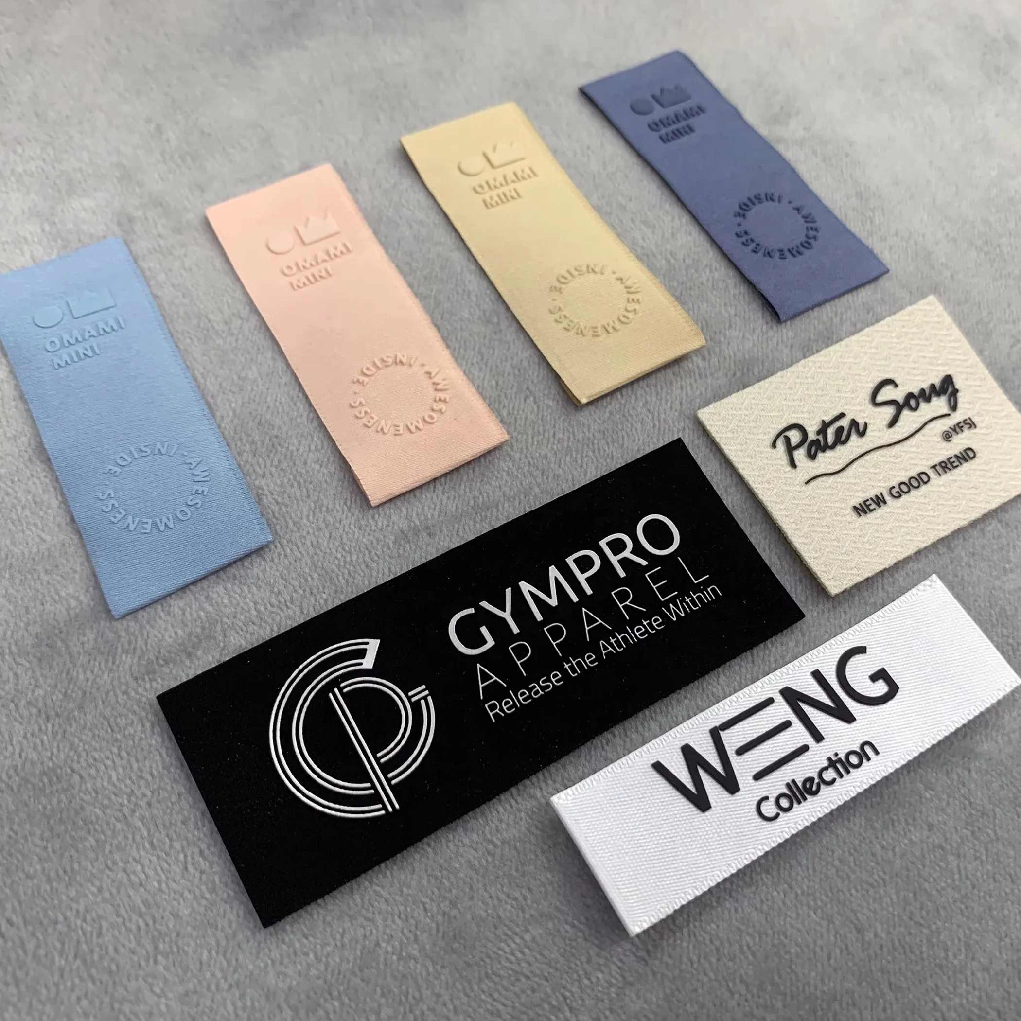 Custom 100% organic cotton High-Density Woven Fabric Label Clothing Accessories Label Garment Brand Tags 3D silicone Logo Labels