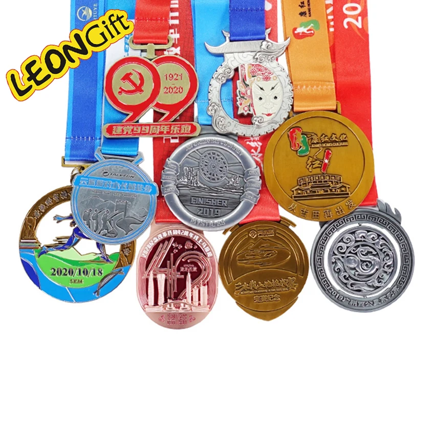Manufacturer custom metal enamel turkey souvenir 5km 10km half marathon running spinner award rotatable medal