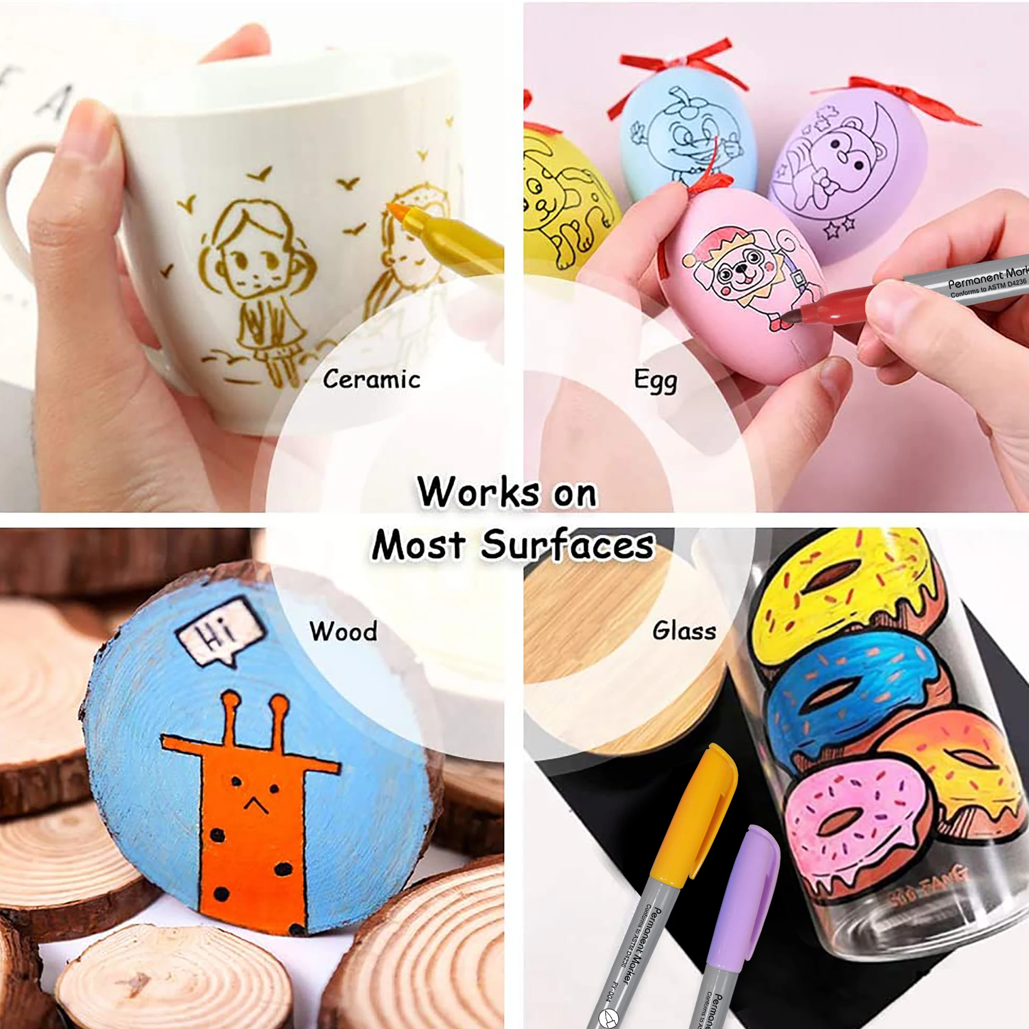 Assorted Colors Permanent Markers, Fine Tip Colored Markers Pens for Adult Coloring Journaling Marking Drawing, Art School