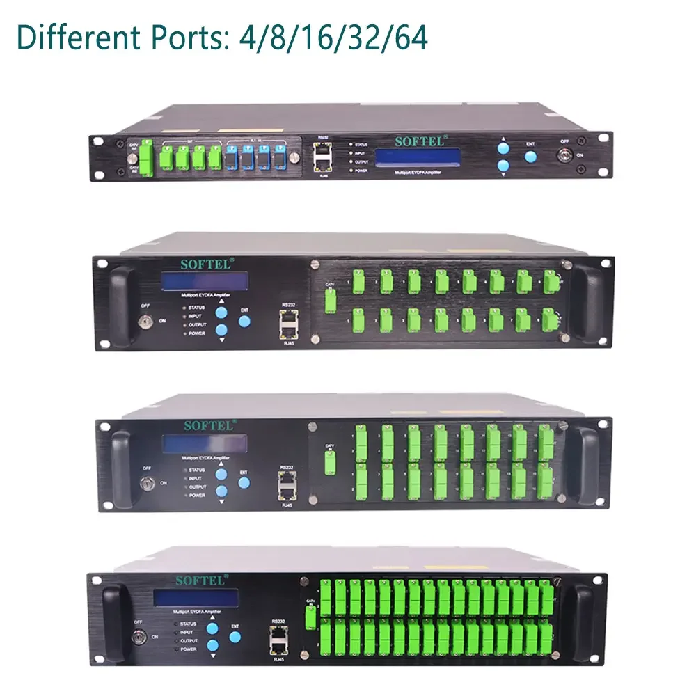 Softel 16-Port EDFA with 23dBm, Built-in Dual Input WDM for 1550nm, CATV Optical Amplifier 2 YEAR warranty