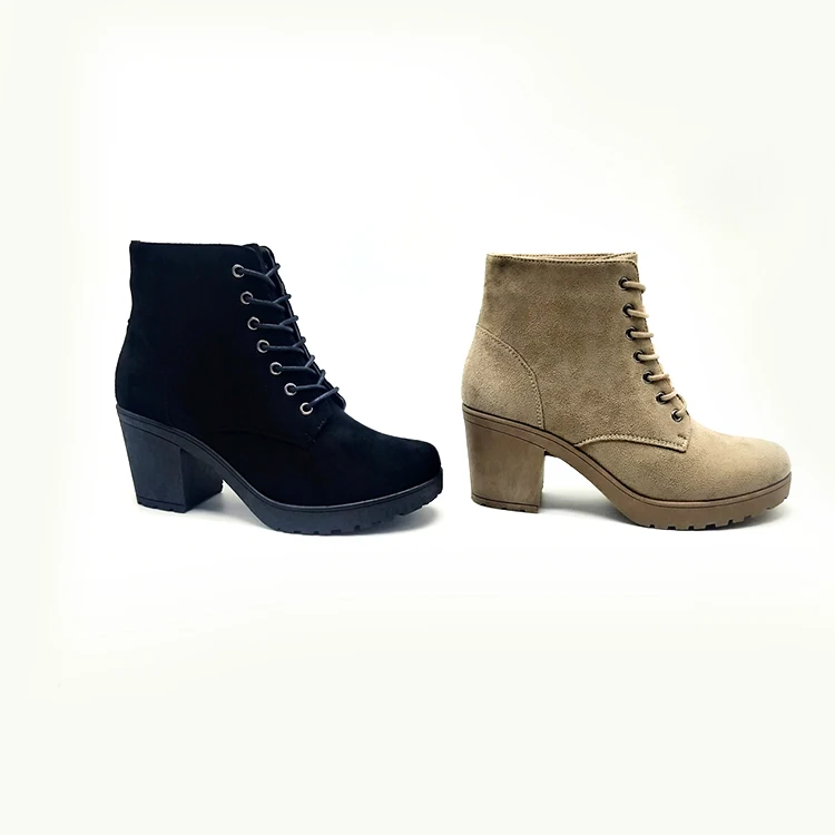 Custom Boots Manufacturers 2022 Latest Fashion Winter Brown Black Leather Chunky High Heel Ladies Woman Ankle Boots Women Shoes