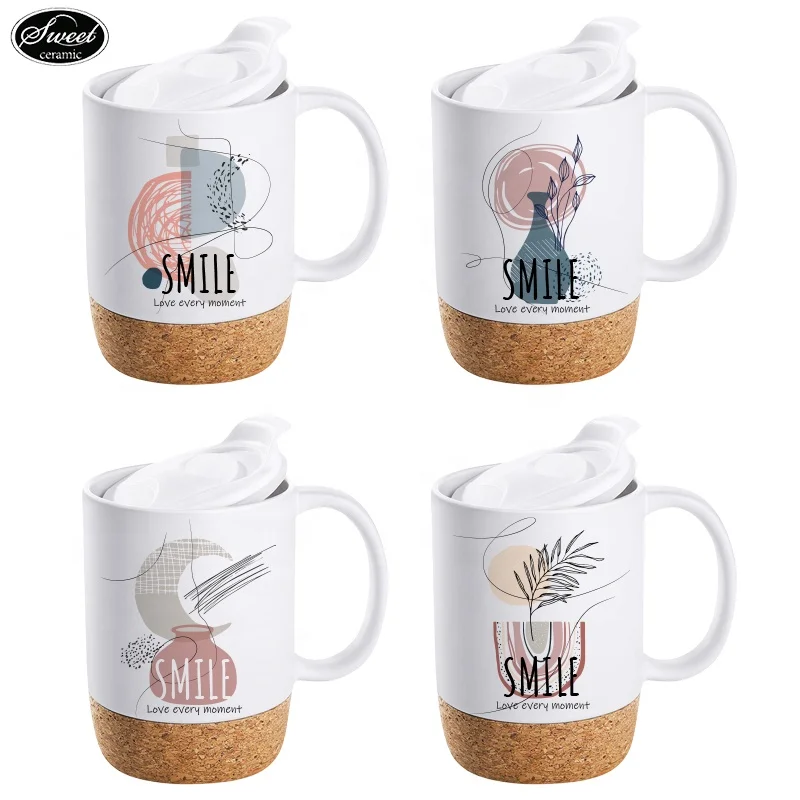Custom Cork Base Ceramic Coffee Mug Wholesale Stoneware With Lid With Logo Supplier Manufacturer Tea Porcelain Mugs Matte Black