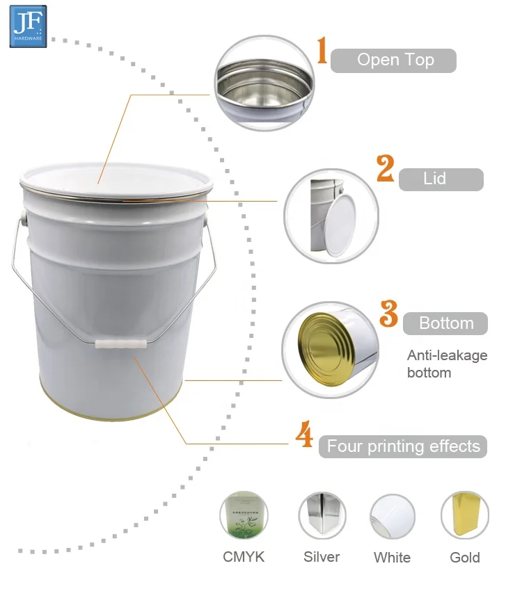 20 liter Metal Pail With Iron Hoop 5 Gallon White Pail