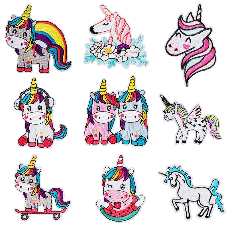 Custom logo cartoon unicorn cloth sticker embroidery cloth DIY patch sticker