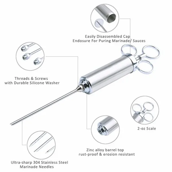 Manufacturer Professional Automatic BBQ Marinade Injector with 4 Ounce Capacity Stainless Steel