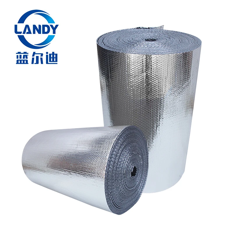 Metallic foil film air bubble material foil insulation wrap with one side white film insulated bubble box liner