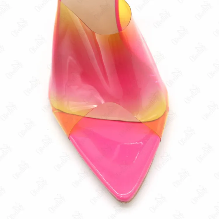 
transparent shoes women heels clear high heels pvc mules 
