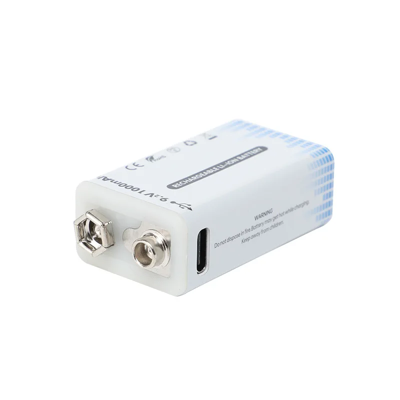 Высокая емкость перезаряжаемые литий-ионные батареи 9 В 1000 мАч 6F22 USB Type C литий-ионная батарея для электронного инструмента
