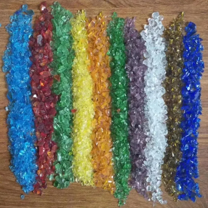 High Quality 9-20 mm Terrazzo Aggregate Irregular Transparent Colored Glass Rock Sand for Bathroom Kitchen Entry Flooring