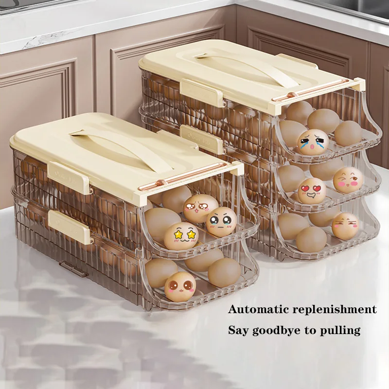 Dual Layer Automatic Egg Roller for Refrigerator Modern Design Side Door Egg Storage Box with Premium Slide Efficient Storage