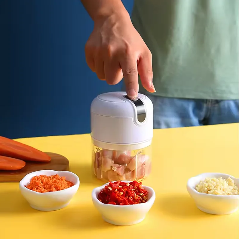 Useful Kitchen Gadgets Portable Electric Meat Chopper Garlic Grinder 250ml Large Capacity