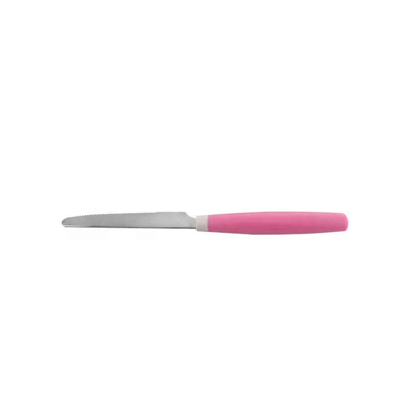 Pink Dinner Knife Stainless Steel Utensils Knife Flatware With Plastic Handle
