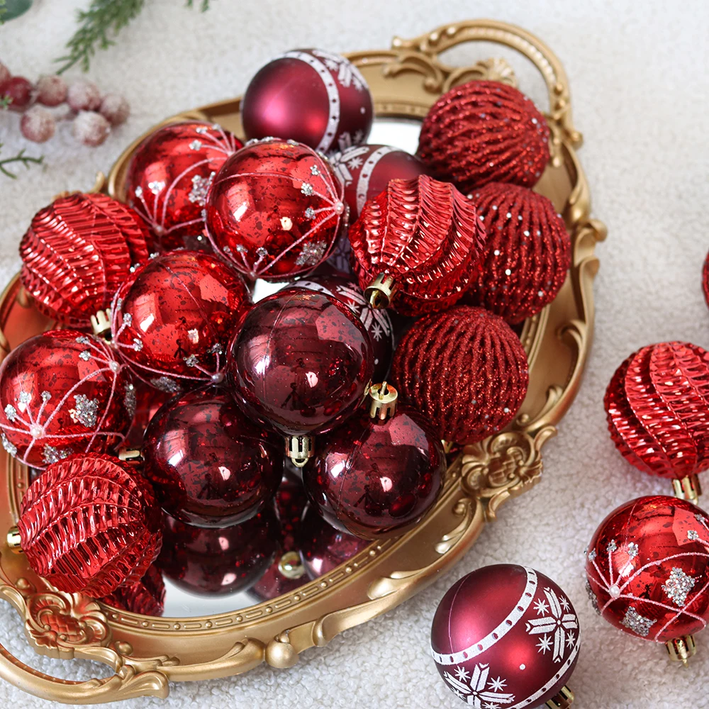 Hot Sale Christmas Ball  Xmas  Ornaments Glitter Xmas Tree Ball Decoration Holiday Party Front Door Hanging Decoration