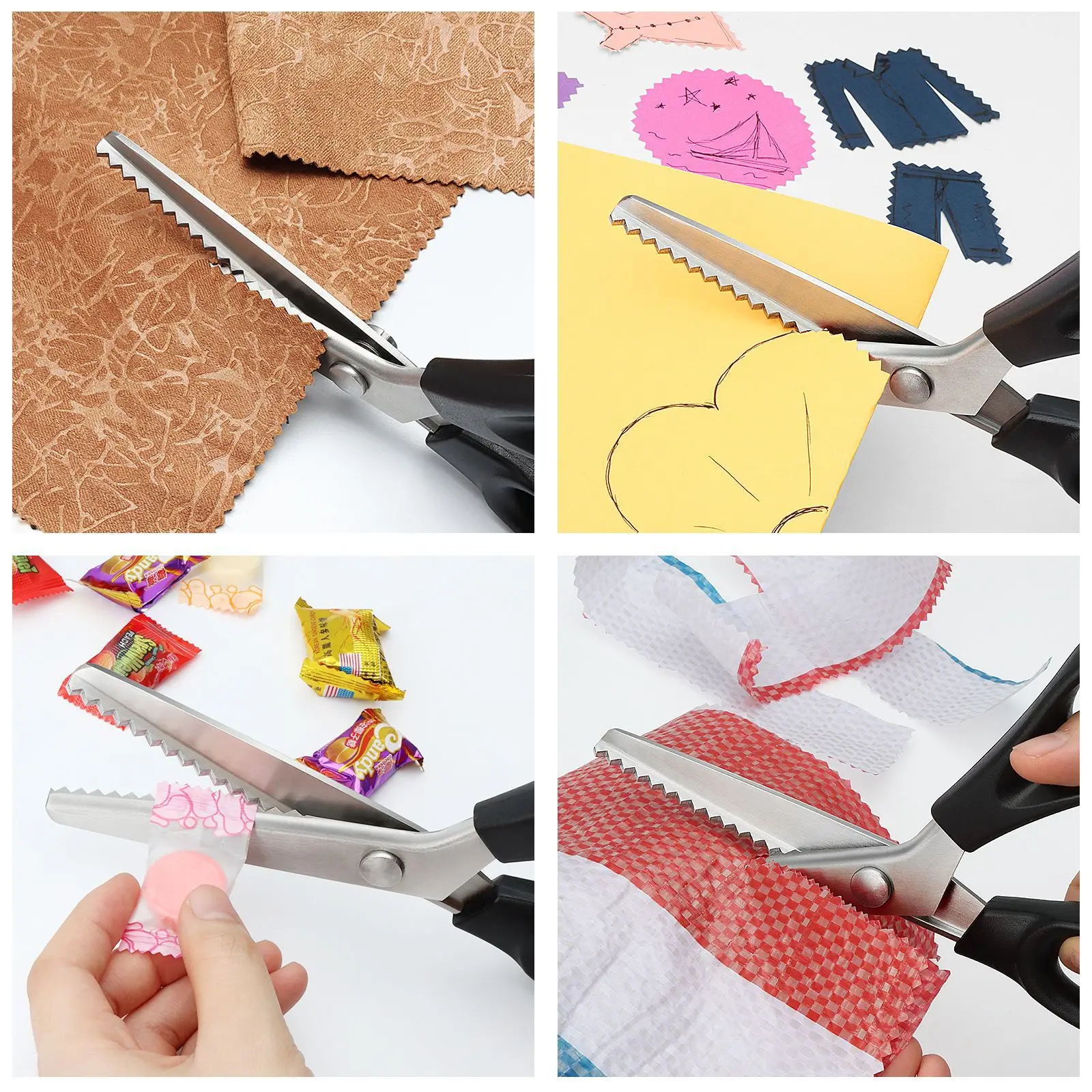 Stainless Steel Round Zig Zag Scissors Professional Shears Sewing Scissors Zig Zag Scissors