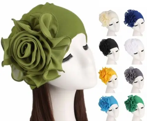 
Women Lady Hair Loss Head Scarf Turban Hat Big Flower Muslim Cancer Chemo Hat Cover Winter Warm 