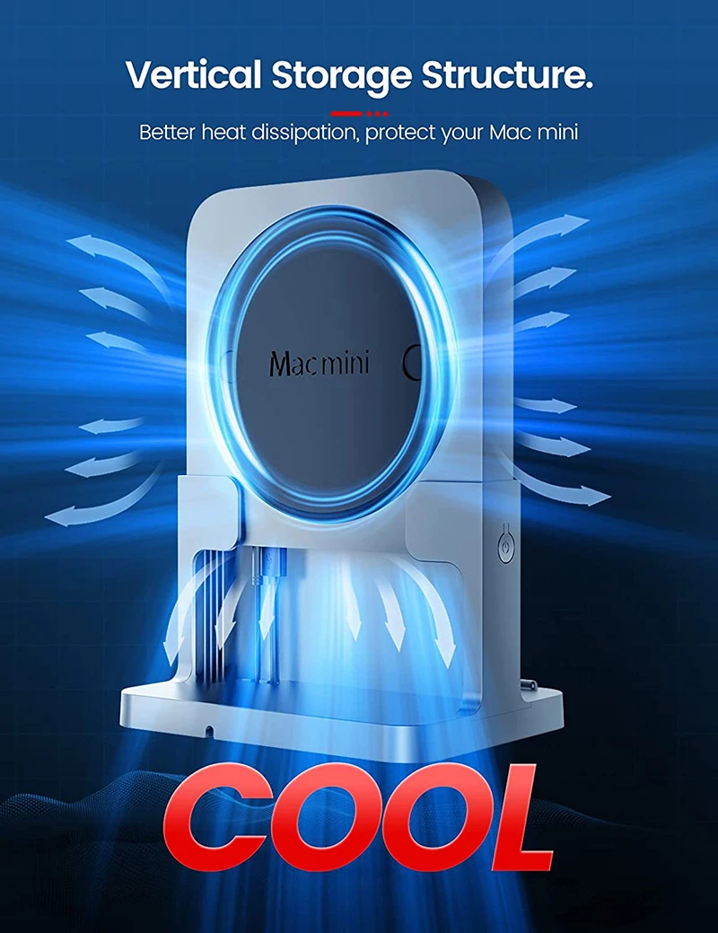 Mac Mini Stand Plastic Dock for Mac Mini 8-in-1 Dock Station Holder with Power Adapter USB 3.0 Port Type C Hub