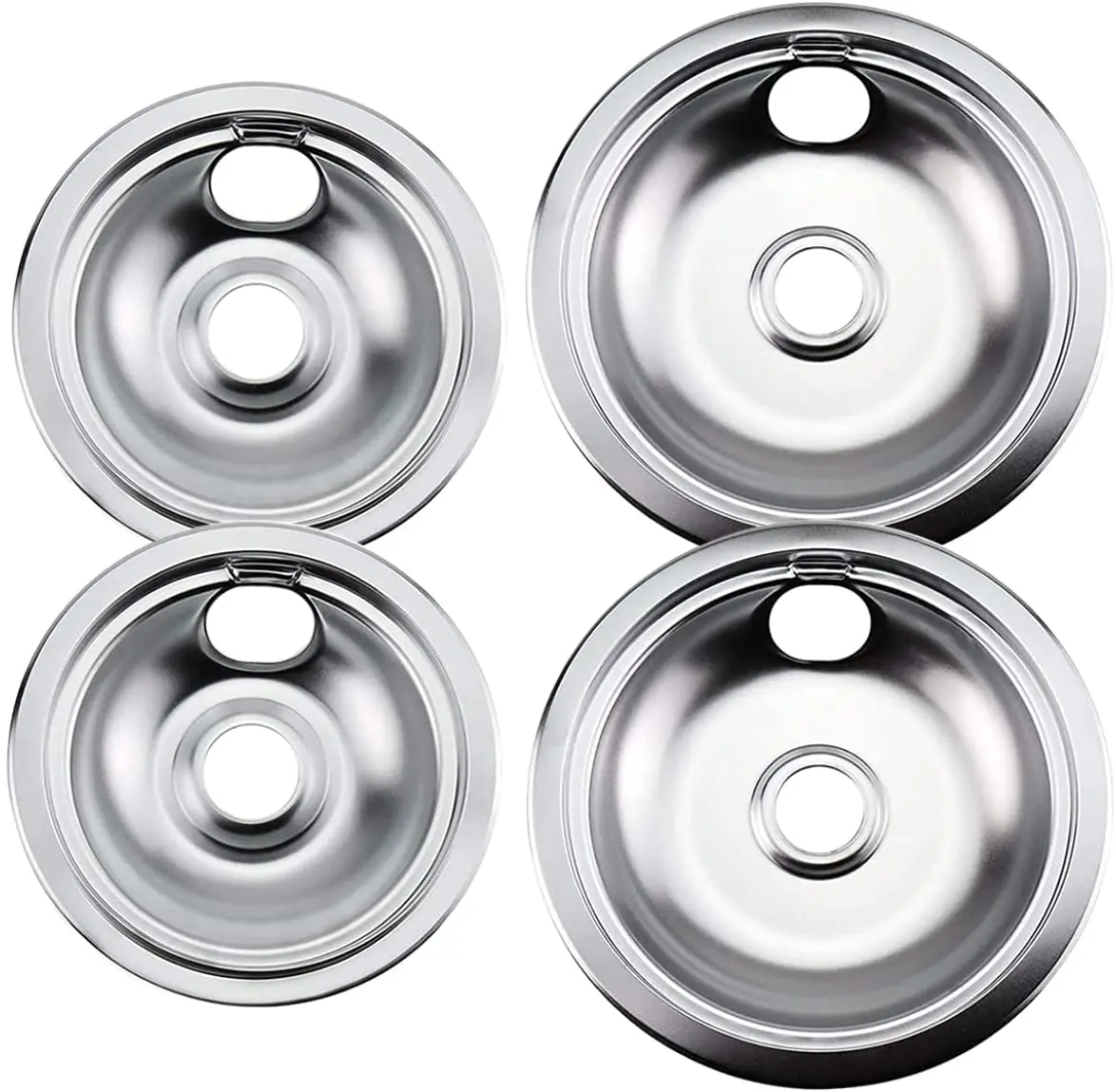 4 Pack Stainless Steel Reflector Bowls Universal Drip Pan Kits Gas Stove Burner Rings for Frigidaire Kenmore 5304430150