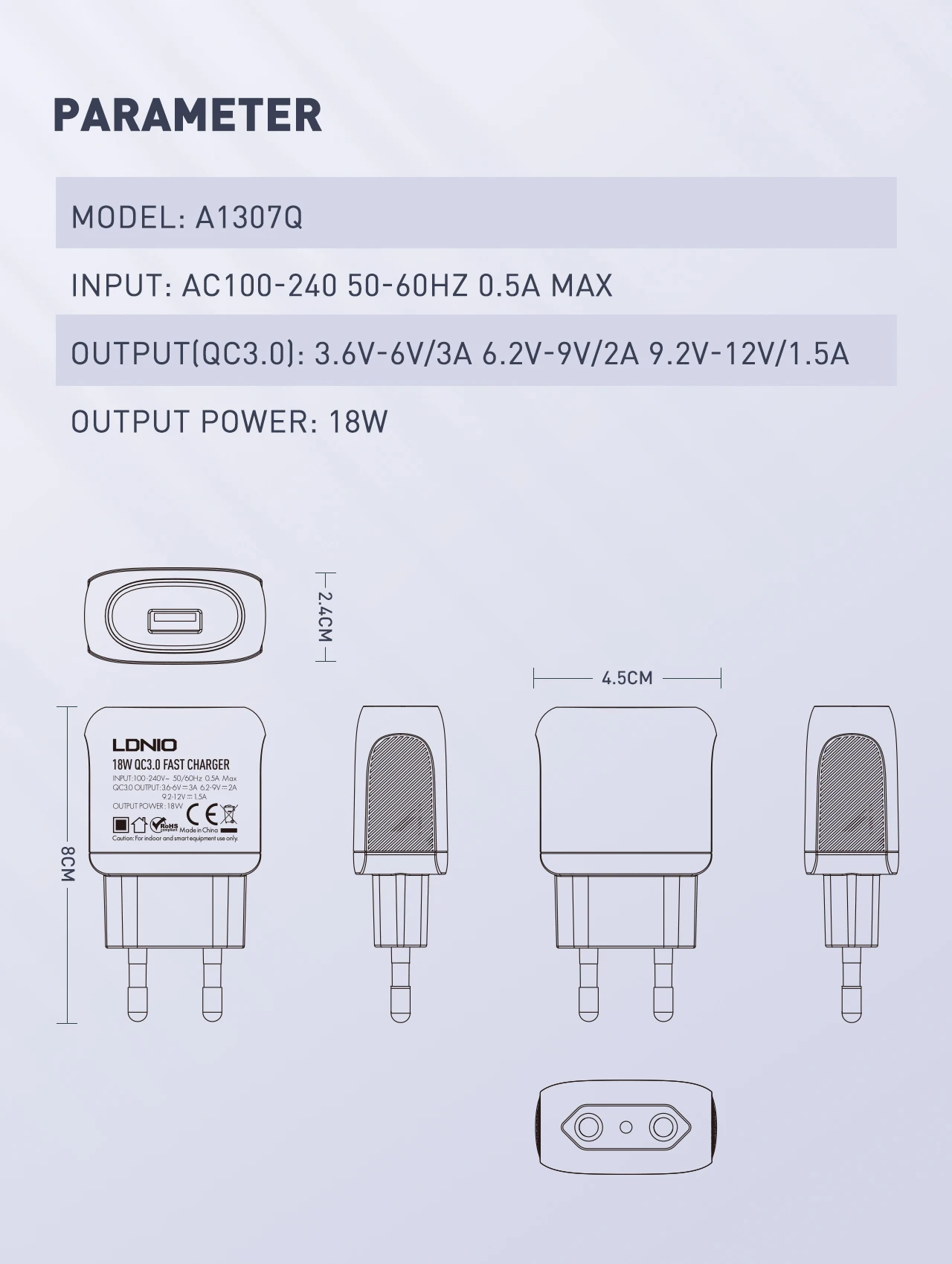 QC3.0 Fast Charging Wall chager 