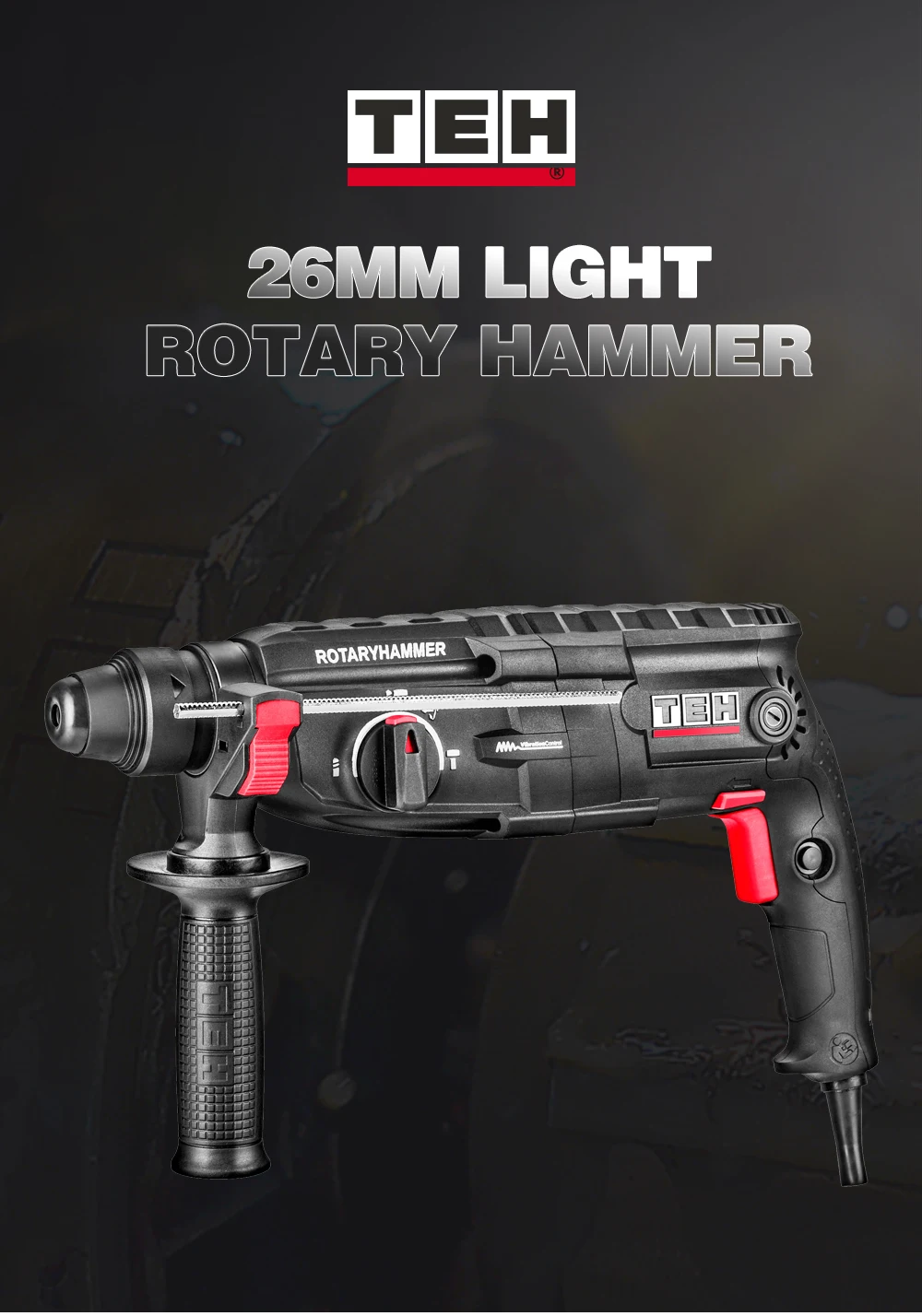 TEH Multifunction Mode Selector Impact Energy Powerful Bulldog Rotary Hammer SDS Plus Drill