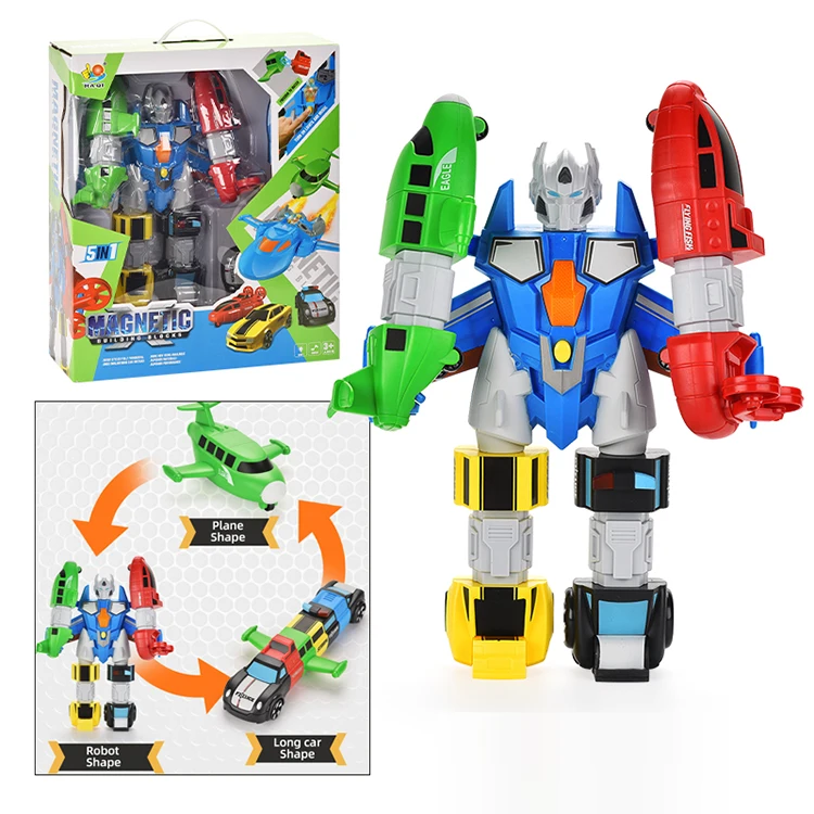 Upgraded Diy 5 in 1 educational puzzle Magnetic Robotic toy Transform Car DIY suit assembled building blocks