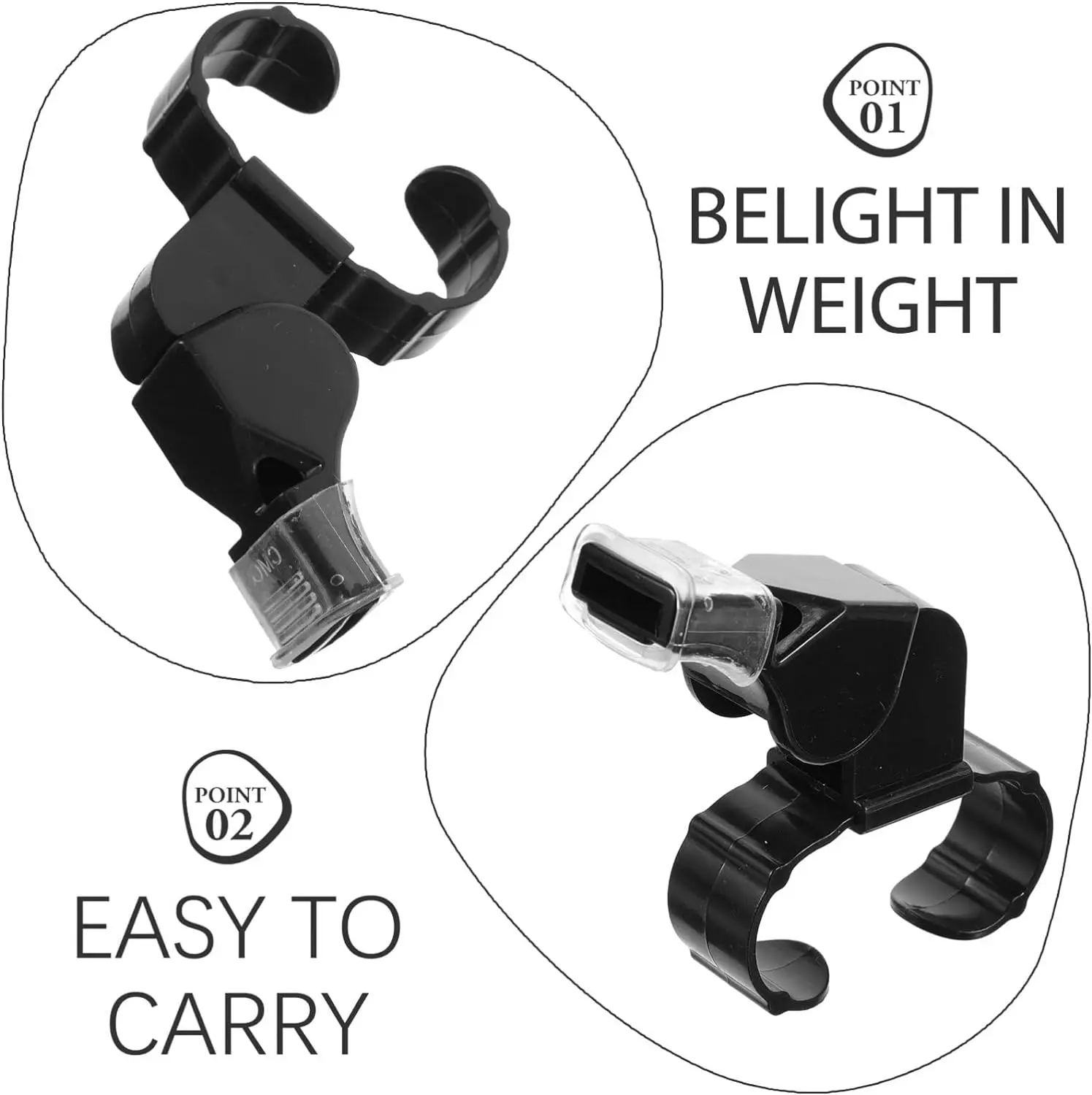 Sports Finger Grip Whistle, Soccer Whistle, Referee Whistle No Lanyard Plastic Loud Crisp Sound Whistles Rings