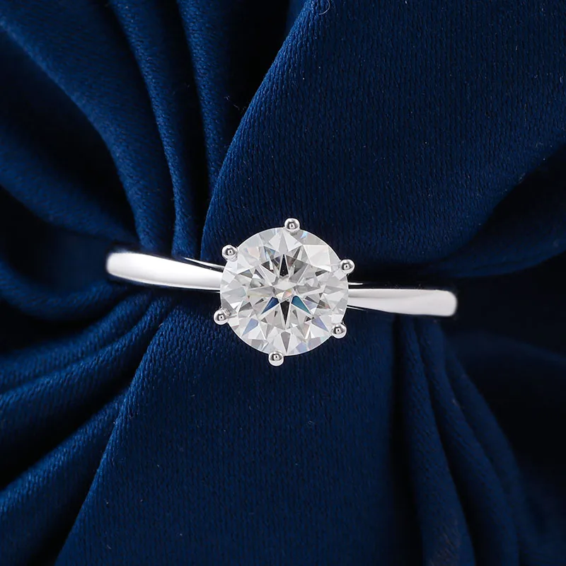women customized wedding ring 6 prongs 18k white gold ring laboratory-grown diamonds 1ct natural diamond