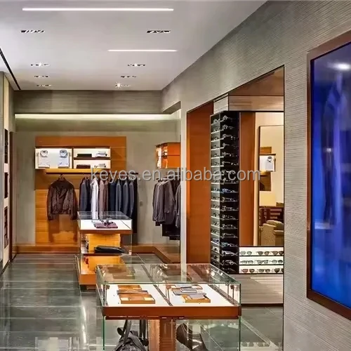 Customized Men Shop Display Stand Tie Store Wooden Suit Shelf Men Clothing Shop Showroom Design Display Racks Suit Stand