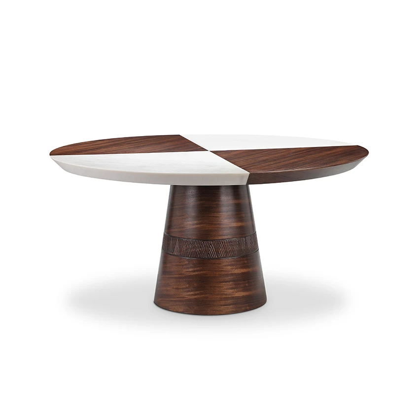 
Coomo dining room furniture wooden top round dining table high end with marble top 