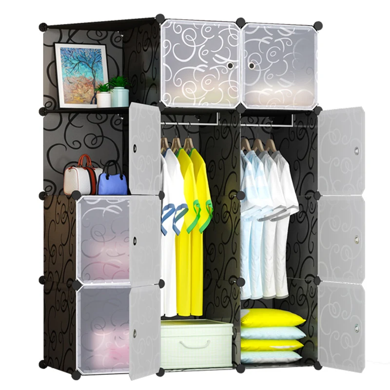 Fashion Modern Plastic Wardrobe Stackable 20 Doors With Shoe Rack,Combination Armoire, Kids Modular Cabinet for Hanging Clothes