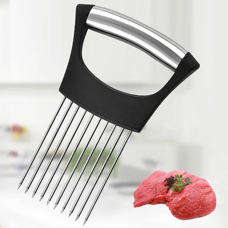 Steel Onion Needle Multifunctional Tomato Fruit Vegetable Onion Holder Slicers Kitchen Slicing Tools