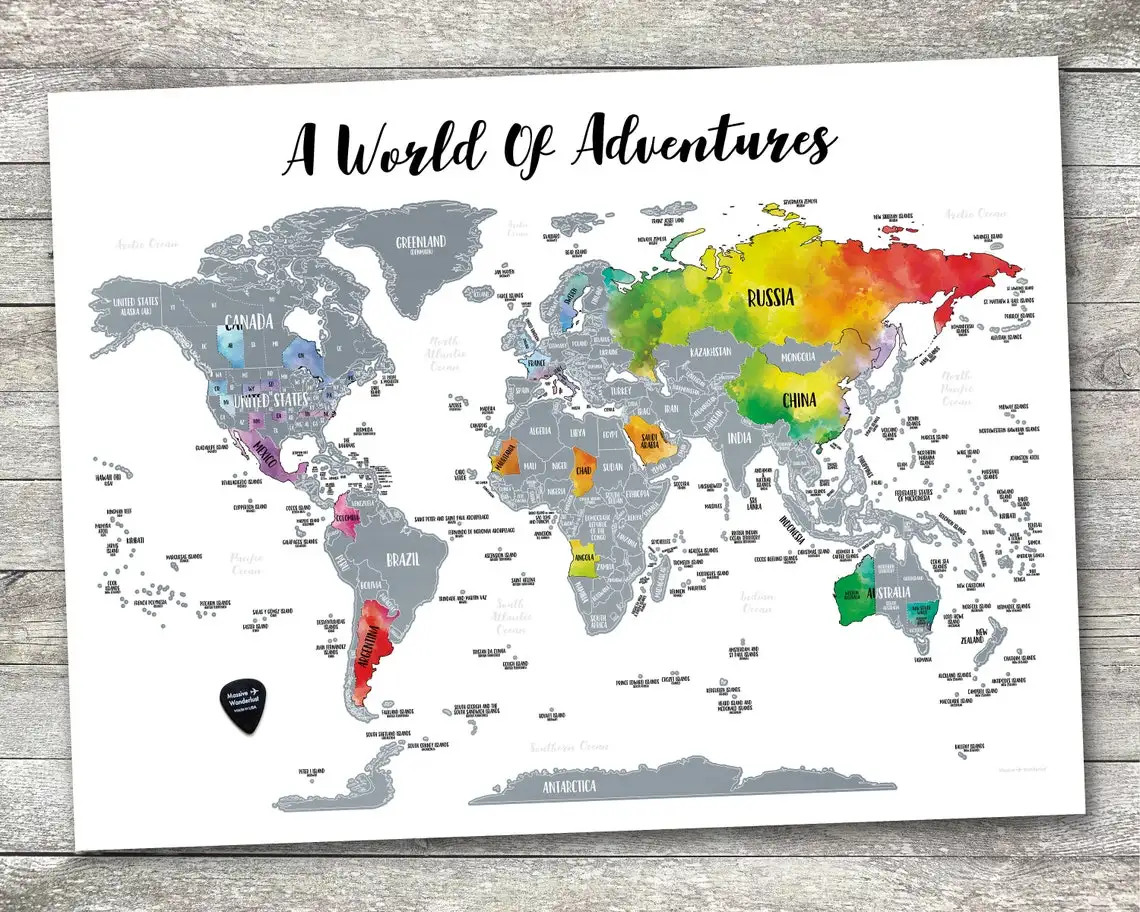 Customized&size A World of Adventures Travel United States National scratch off map