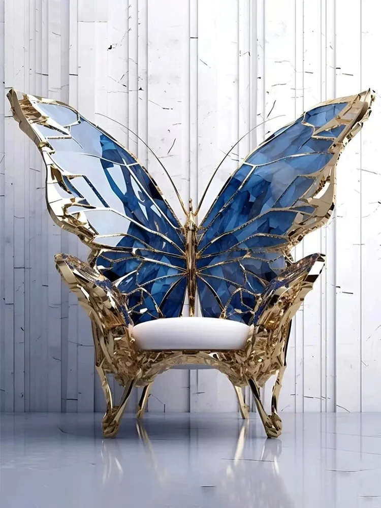 Italian light luxury designer pure copper butterfly chair villa living room creative art Queen throne single leisure chair