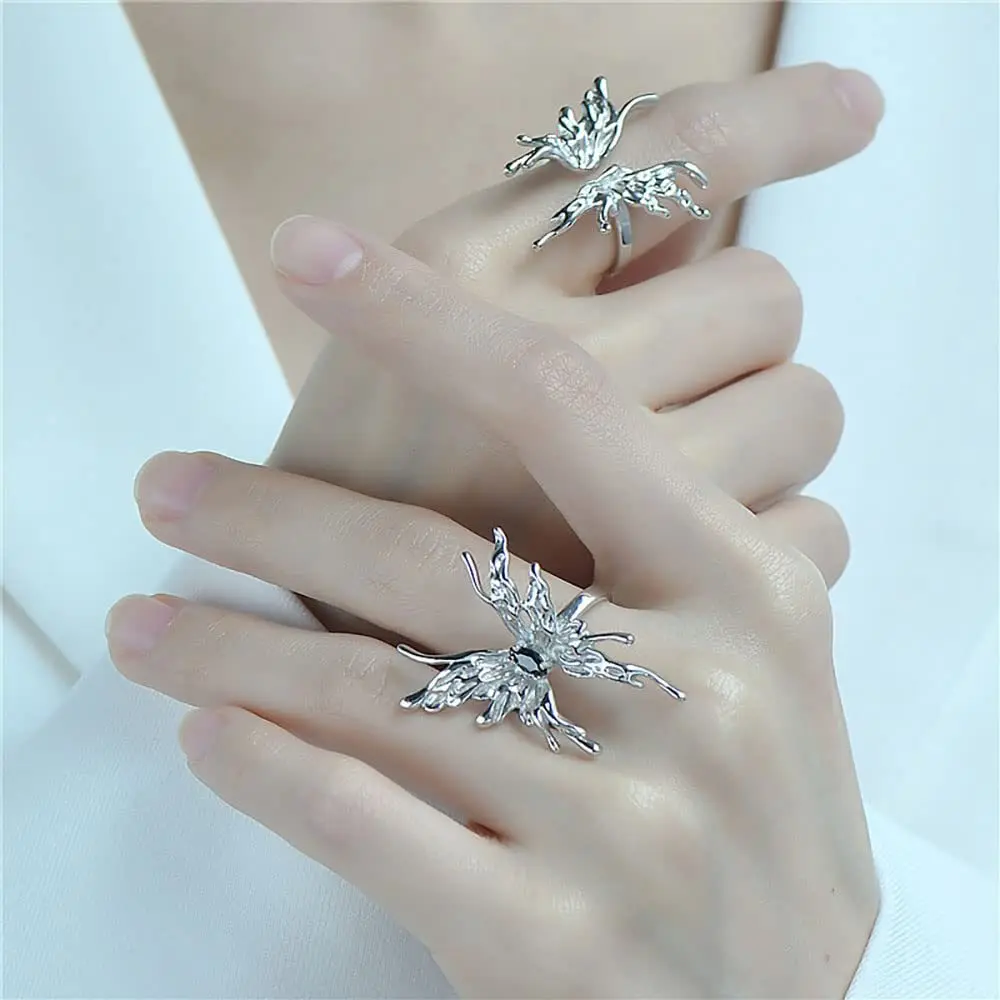 Butterfly Ring Y2k Style Women Dainty Trendy Fashion Jewelry Rings Senior Liquefied Silver Engagement Rings for Women Titanium