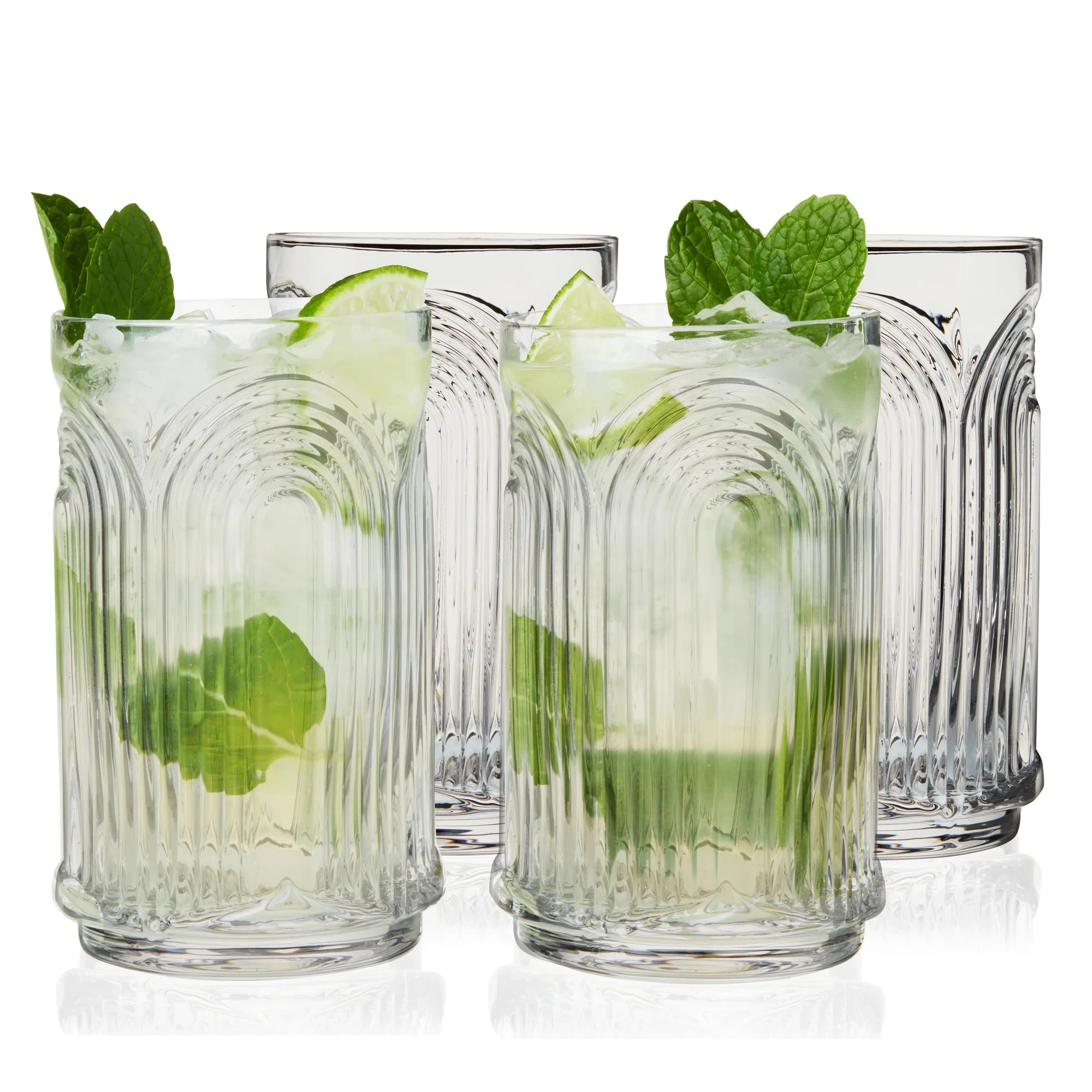 Factory Wholesale Old Fashioned Vintage 18 oz Arch U Shaped Lead-free crystal Highball Glasses Set