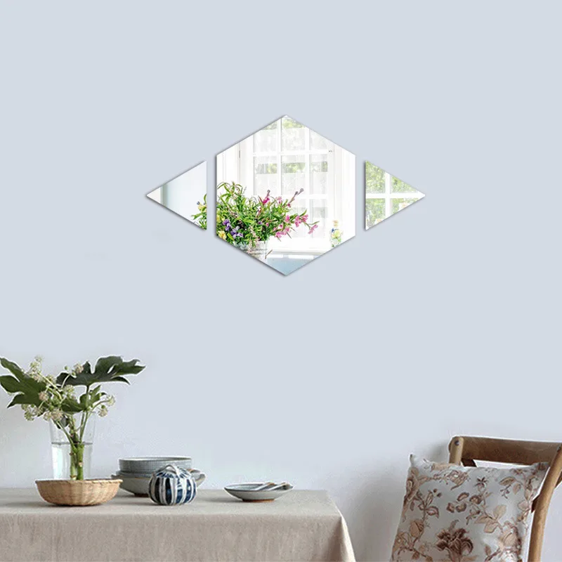 YIYAO Removable Feather Mirror Wall Stickers Decal Art Vinyl Home Room Decoration DIY