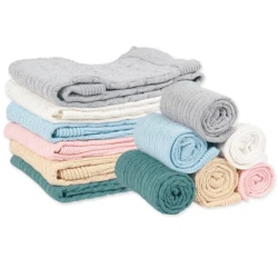 Leesourcing GOTS 100% Organic Cotton Yarn Knit Blanket Baby Swaddle Knitted Blanket