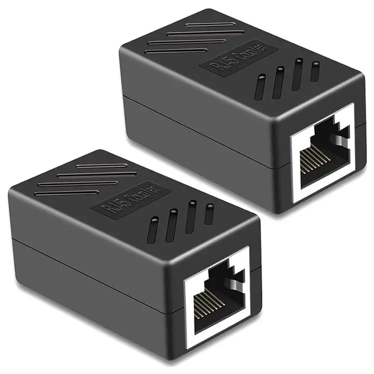 Ethernet Cable Extender Inline LAN Connector Plugs for Cat5 Cat5e Cat6e Cat7 Cable, Female to Female (Black)
