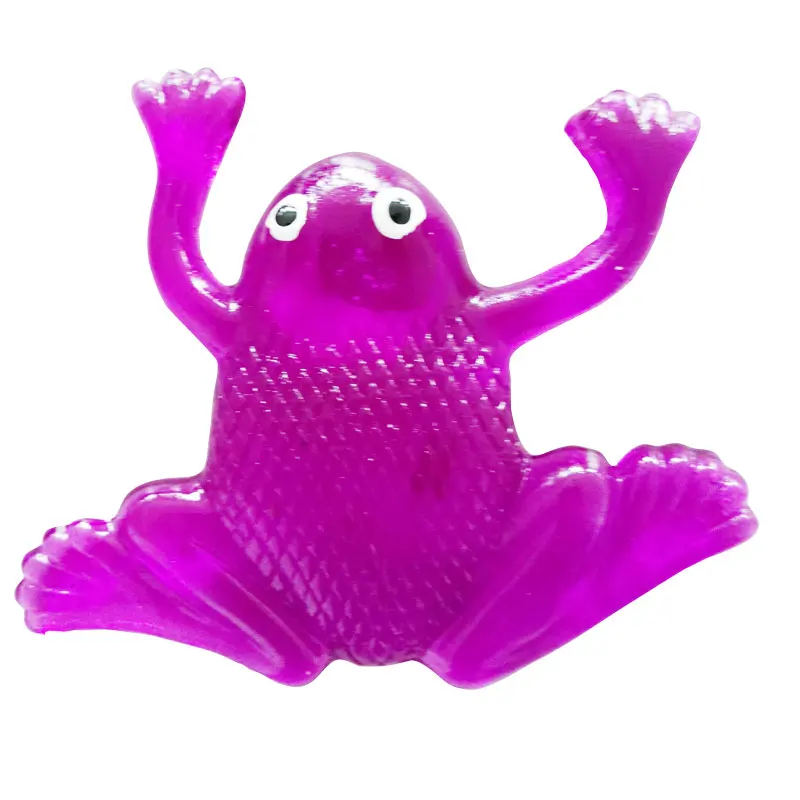 Kids fun toy TPR soft bright-colored toy of frog shape sticky animal toy for party