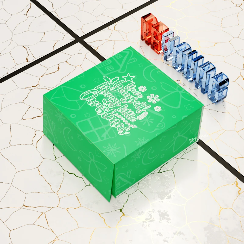 In Stock Wholesale Custom Green Paper Santa Christmas Eve Gift Packing Boxes Packaging Christmas Boxes For Christmas Ornaments